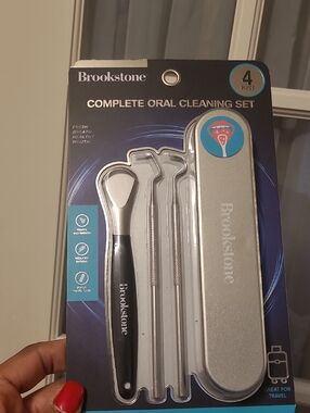 Brookstone Oral Cleaning Kit - Silver & Black